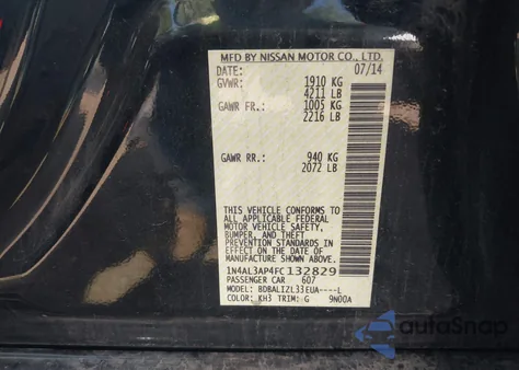 2015 Nissan Altima 2.5 Sv из США, поврежденный, VIN 1N4AL3AP4FC132829